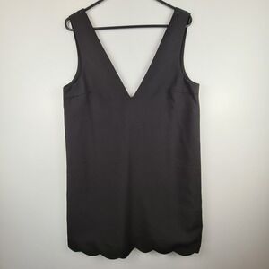 Tobi Women's Black Plunge‎ V-Neck Sleeveless Scalloped Mini Dress Medium Shift